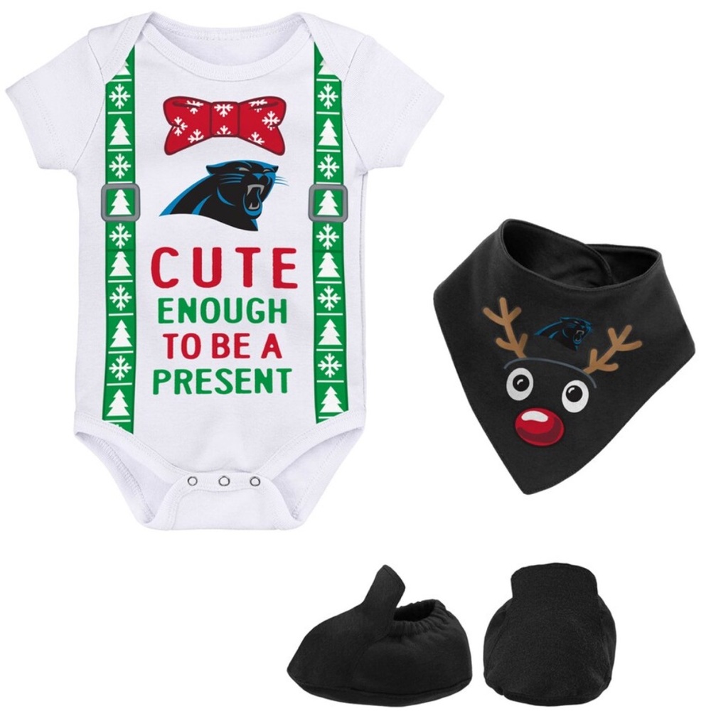 NWT- Infant Carolina Panthers Bib & Booties Set Size 6/9 months
